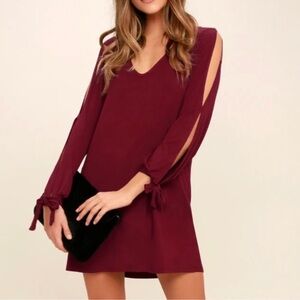 Lulu's Elegant Red Long Sleeve Dress